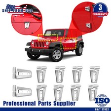 10x Chrome Hood Hinge & Door Hinge Cover Decor For Jeep Wrangler JK 2007-2017