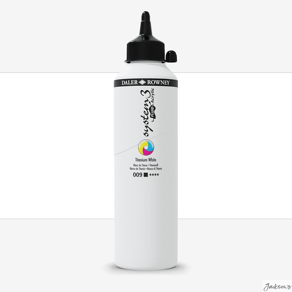 Daler-Rowney System3 Fluid Acrylic Paint Titanium White 500ml Pouring Art