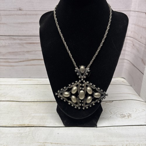 Signed 1971 Chr. Dior Germany Henkel & Grosse Modernist Silver Tone Necklace - Picture 3 of 11