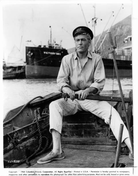 Peter O'Toole at the tiller of his dinghy in the film Lord Jim 1965 Old Photo