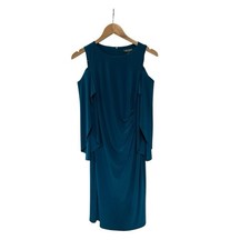 Lauren Ralph Lauren Cold Shoulder 3/4 Sleeves Sheath Teal Dress 2
