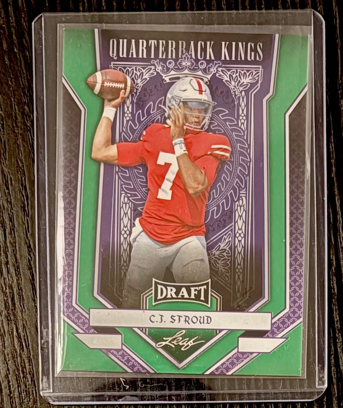 C.J. STROUD - 2023 LEAF DRAFT GREEN #90 RC - Ohio State Buckeyes - Texans