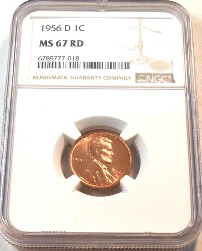 1956 D 1C NGC MS 67 RD Lincoln Cent, GEM++ Uncirculated Bright RED Penny Coin