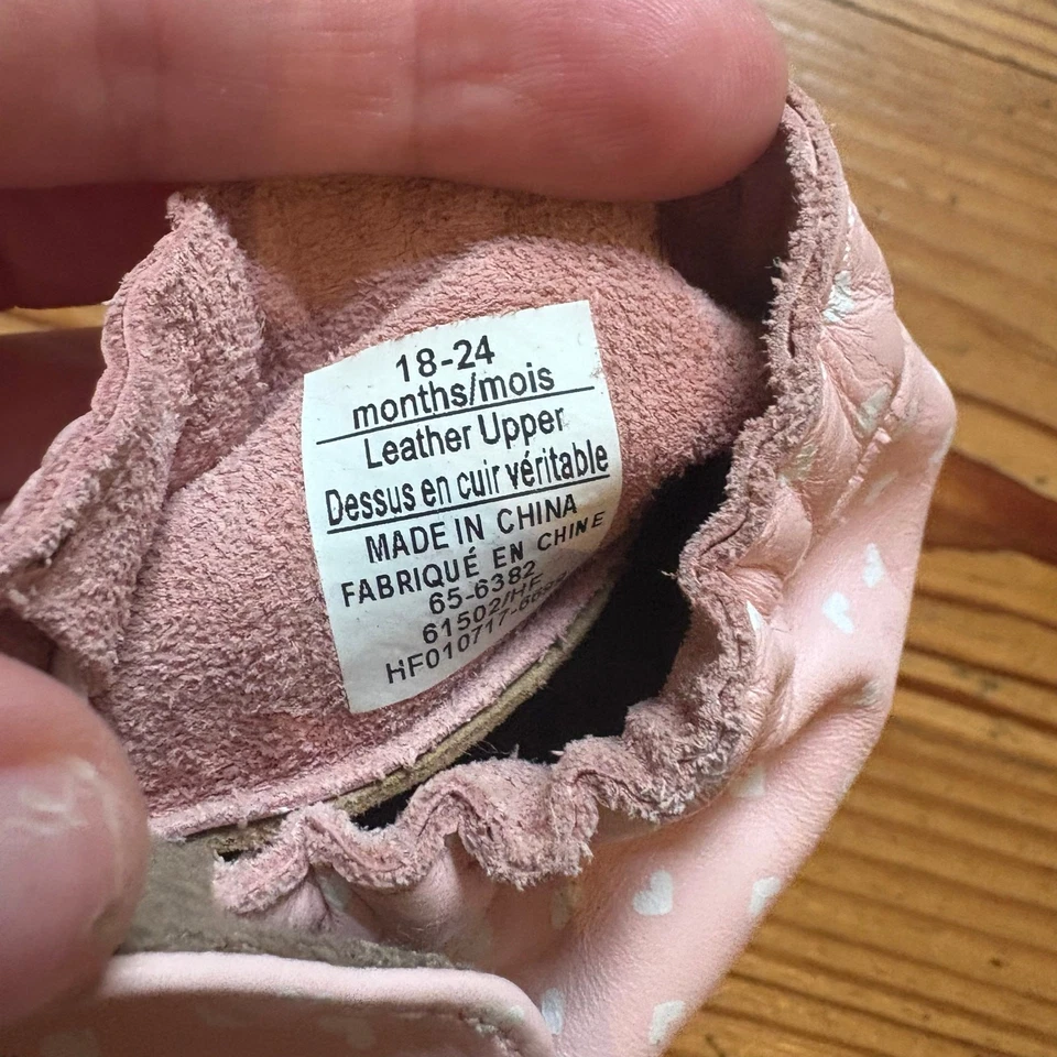 Robeez Rosa Blanco Lunares Cuero Pingüino Bordado Bebé Zapatos TALLA 18-24M Foto 3 de 4