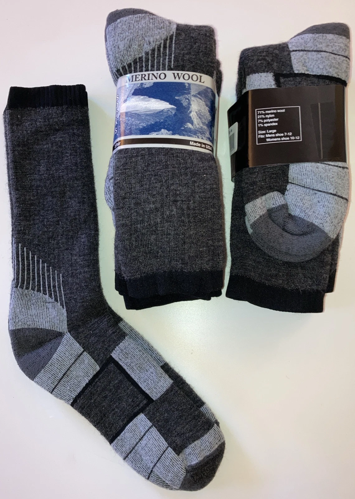Premium Soft Merino WOOL Boot Hiking Hunting Outdoor Sock-USA Made! (6 Pr)