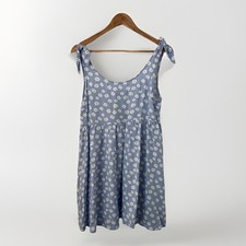 Forever 21 Short Maxi Dress Blue With Small White Flowers Size S