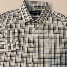 Mizzen + Main Leeward Trim Fit Mens Medium Blue Plaid Button Down Shirt