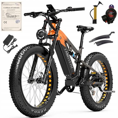 26'' Electric Mountain Bike 48V 20Ah Fat tire EBike E-MTB LANKELEISI RV800 Plus