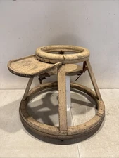 Antique Vintage Primitive Wooden Baby Walker Stroller Table Wheels Early 1900s