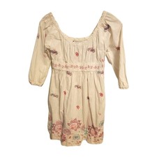 Gretchen Scott Designs White Embroidered Boho Dress Sm Resort Wear Floral Beach