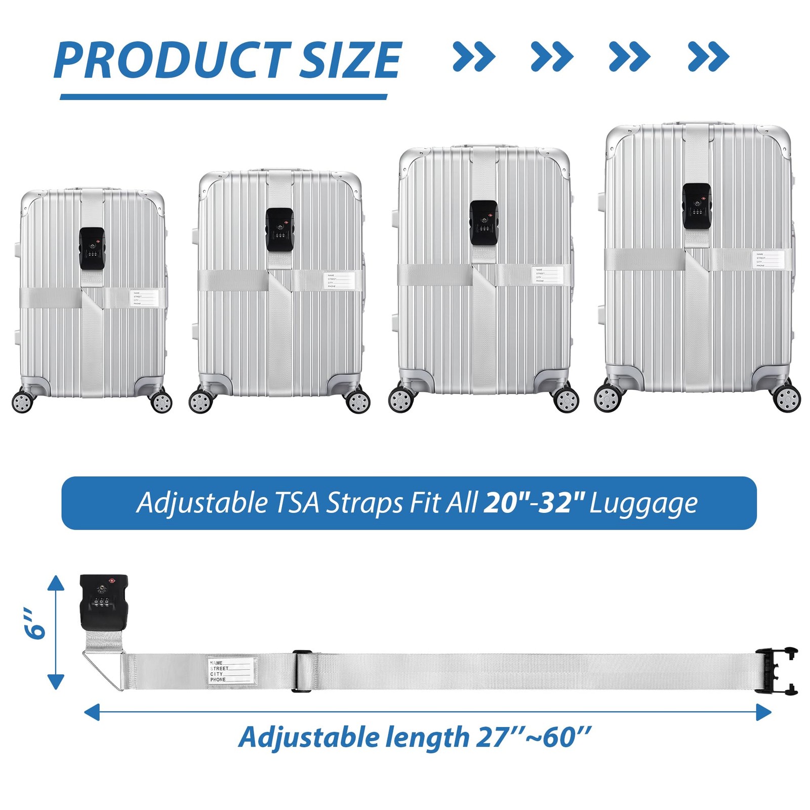 Sangles de bagages croisées pour éviter l'ouverture de valise sangle réglable - 3