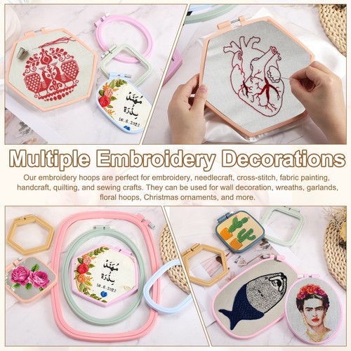 5 Pieces 2.8" x 3" ABS Adjustable Square Embroidery Hoop, Beige Yellow - Picture 6 of 6