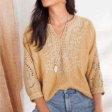 Johnny Was Kemi Embroidered Peasant Top medium