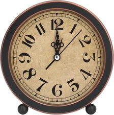 Vintage Retro Analog Alarm Clock 5 in Silent Small Bedside Desk Black