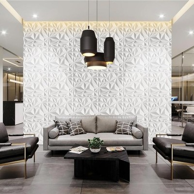 Lot Of 12  STICKGOO 3D Wall Panels Diamond White Paintable 19.7'' Interior Decor 