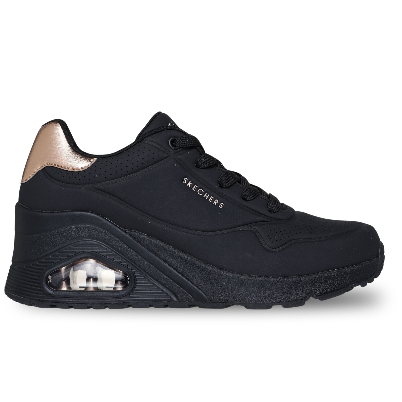 Skechers Off White Uno Wedge Hi Steps Lace-Up Trainer - Image 2