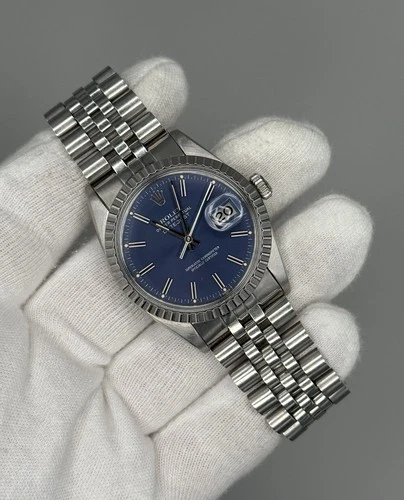 Rolex Datejust Mens Stainless Steel Watch Jubilee Bracelet Blue Dial 16030