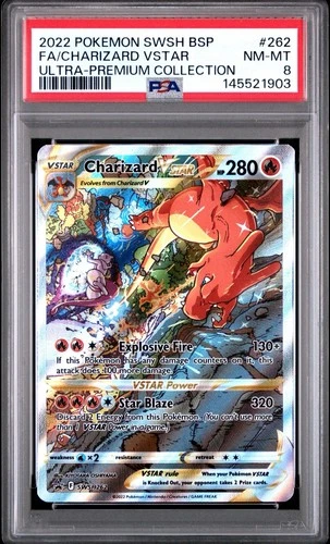 PSA 8 2022 Pokemon Swsh UPC Black Star Promo #262 Fa/Charizard Vstar