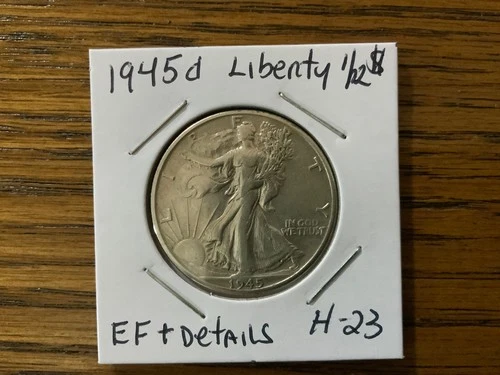 1945d walking liberty half dollar high grade EF details H23