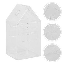 1pc Home Glass Vase Decor House Shape Vase Handicraft Photo Prop (Transparent)