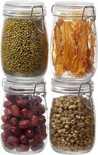 4 Pa 34 oz Glass Jars with Airtight Lids Food Stora
