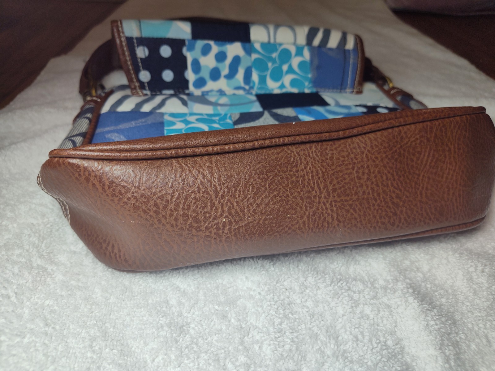 Coach Patchwork Blue Brown Multicolor Turn Lock S… - image 4