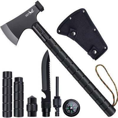 Survival Axt Set Camping Beil Multitool Messer Pfeife Kompass Überleben