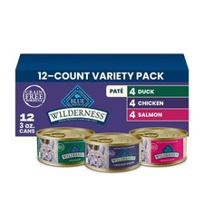 Variety Pack Wet Cat Food Pat - Grain-Free, High Protein, 12 x 3 oz Cans