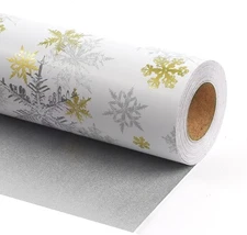 LaRibbons Gold & Silver Snowflake Christmas 17 Inch × 33 Feet, 