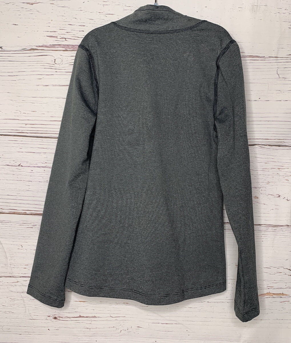 REI Kids Small (8) Pinstripe 1/4 Zip Pullover Long Sleeve Gray