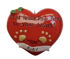 Personalized Dog Heart Christmas Ornament 