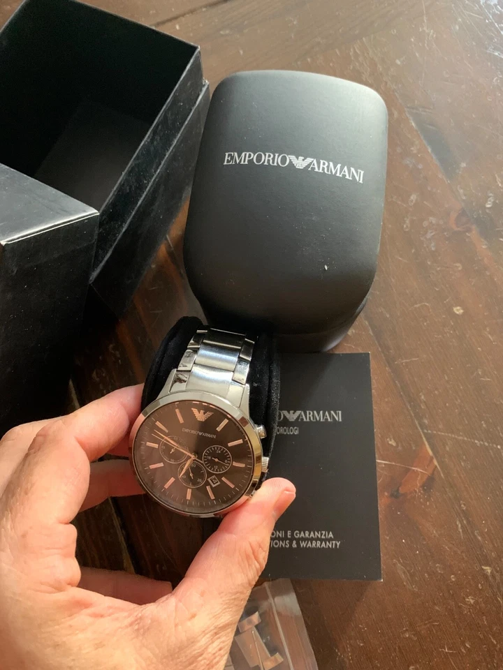 Emporio Armani AR2460 46mm Cassa Argento in Acciaio Cinturino Argento in... - Immagine 2 di 4