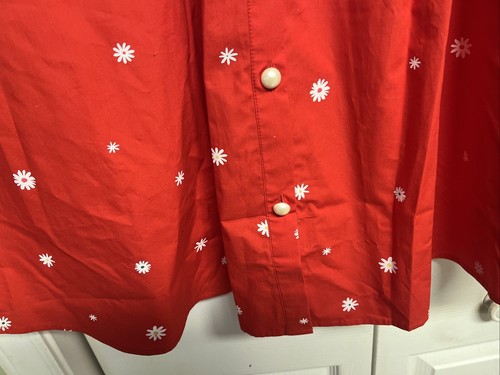 Ban.do Red Button Up Daisy Floral A-line Pocket Cotton Midi Skirt Size S NWT - Picture 8 of 13