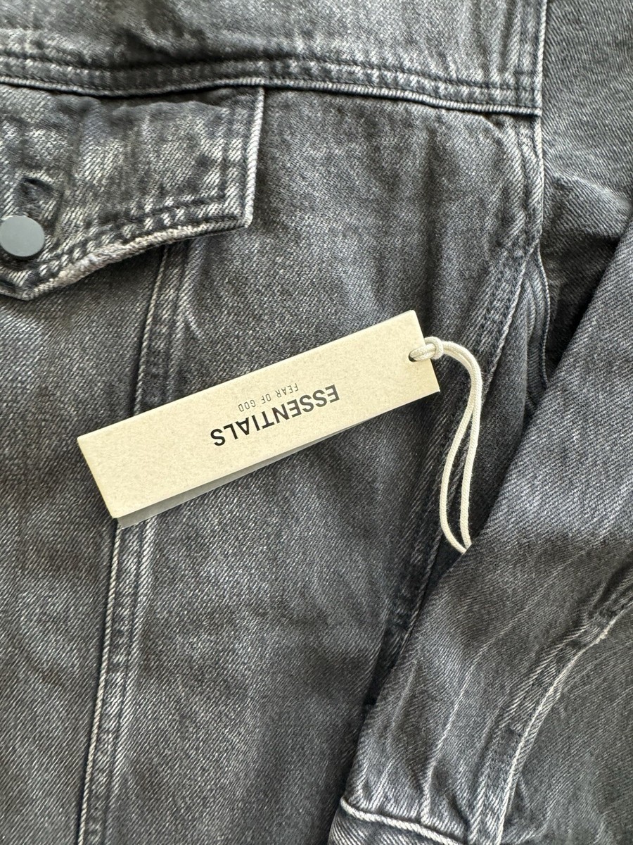 Fear Of God, ESSENTIALS, Black Faded, Denim Jacket, XL , New Fear Of God, ESSENTIALS, Black Faded, Denim Jacket, XL , New