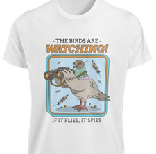 If It Flies It Spies T-Shirt S-3XL Funny Birds Aren't Real Watching Joke NEW TEE