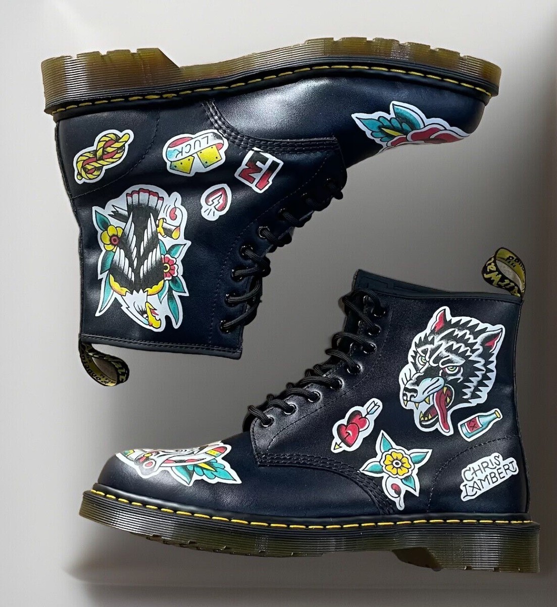 靴 Dr. Martens CHRIS LAMBERT BACKHAND DR MARTENS 1460 X CHRIS LAMBERT BLACK+MULTI BACKHAND UK-12