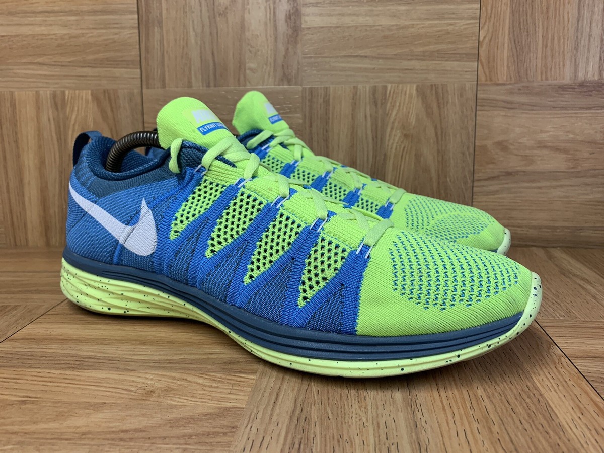 RARE🔥 Nike Flyknit Lunar2 Volt Blue Glow Cactus Sz 10 Men's