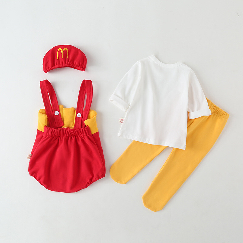 Baby McDonald's Clothes Set Kids Outfit Toddler Infant Romper Hat Long  T-Shirt