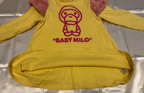 A BATHING APE Baby Milo Long Sleeve dress 120 Approx. 6T Yellow Pink - Picture 10 of 24