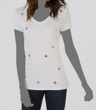 Inc International Concepts Women's Gray Short-Sleeve Embellished T-Shirt Size L