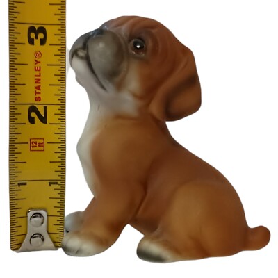 Harvey Knox Boxer Puppy Dog Figure Porcelain Vintage Global Art J21B83 1980s