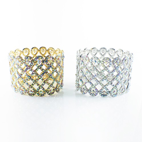 USA WOMENS Bracelet use Swarovski Crystal Wedding Bridal Fancy Adjustable Gold 2 - Picture 6 of 12