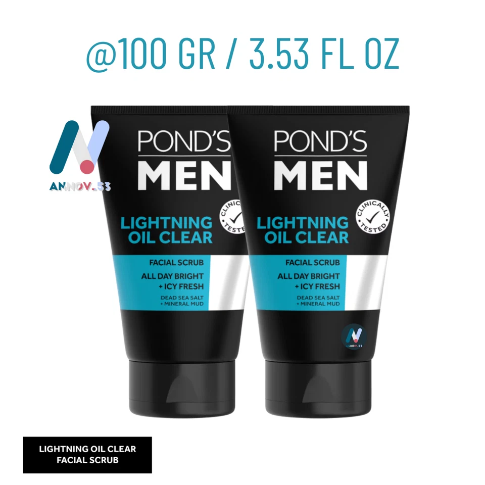 POND'S MEN Lightning Oil Clear Control Acne Bright Fresh Icy Facial Scrub 2X100g - Image 4 of 4