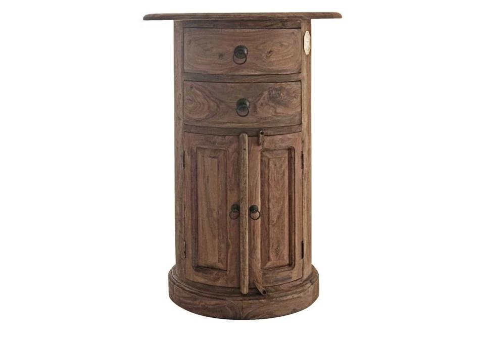 besondere Sheesham Holz Kommode Rund Schränkchen Beistellschrank Massivholz - Bild 2 von 4