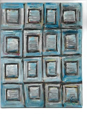 GREY CUBES wow Vintage oil painting 8x10 wood new art signed Crowell with COA $
