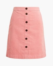 J Crew BA838 NWT Size 2 Beautiful Chic Corduroy Button-Front Skirt in Rose Pink