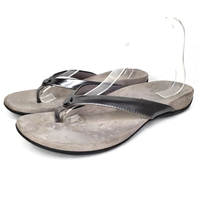 Vionic Dillon Women's Flip Flop Arch Support Sandal Pewter Metallic Fits  Size 10