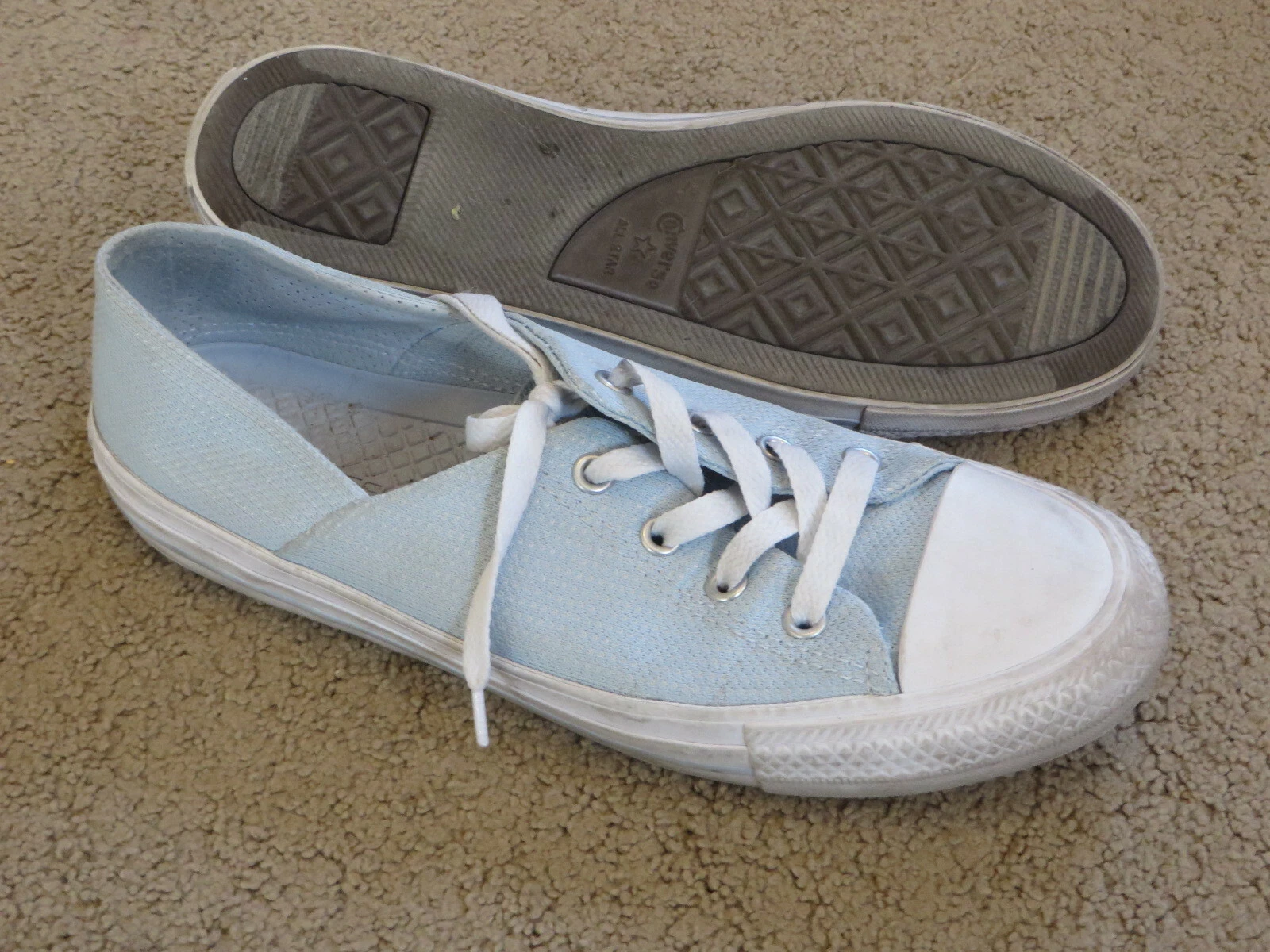 Scarpe da tennis casual basse leggere blu chiaro Converse ottime condizioni donna 9