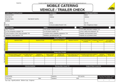 GASSAFE ZERTIFIKATIONSBUCH FÜR FAHRZEUGANHÄNGER INSPEKTION GASSAFE PN 001