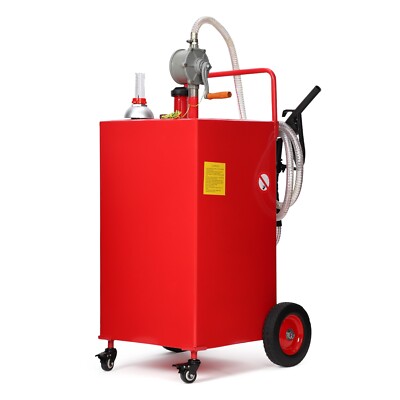Fuel Caddy 30 Gal Portable Gas Caddy on 4 Wheels w/Manual Transfer Siphon Pump